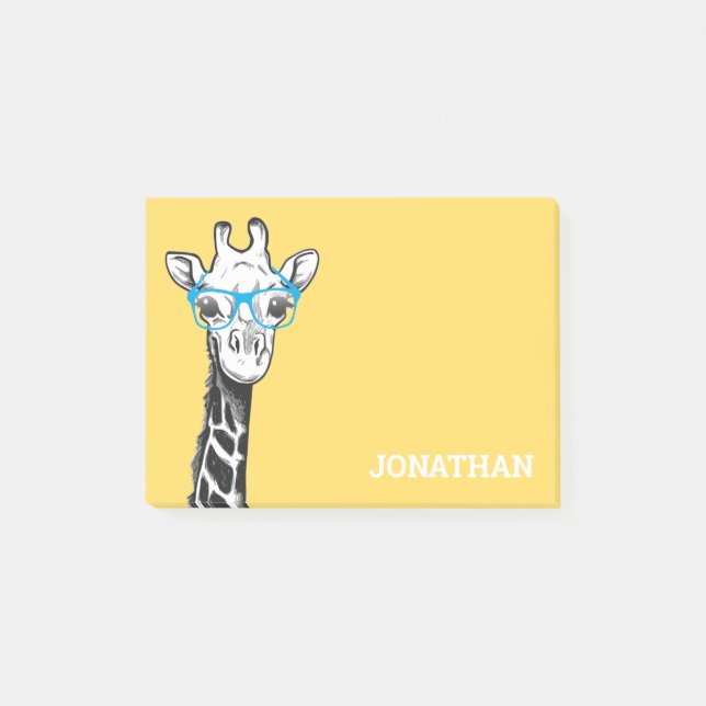 Funny Geek Giraffe Yellow Post-it Notes (Front)