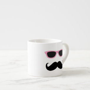 Funny Geeky Pink Sunglasses with moustache Espresso Cup