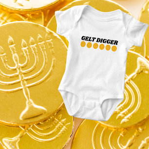Funny Gelt Digger for Jewish Holiday Hanukkah Baby Bodysuit