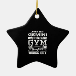Funny Gemini Gym Workout Design Ceramic Tree Decoration