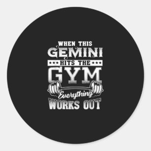 Funny Gemini Gym Workout Design Classic Round Sticker