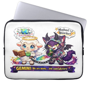 Funny Gemini Zodiac Duality Angel Lamb and Chaos Laptop Sleeve
