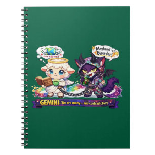 Funny Gemini Zodiac Duality Angel Lamb and Chaos Notebook
