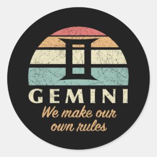 Funny Gemini Zodiac Rules Classic Round Sticker