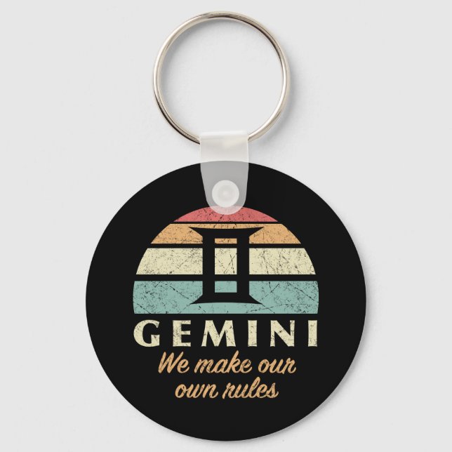 Funny Gemini Zodiac Rules Key Ring (Front)