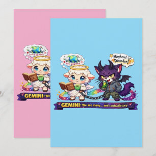 Funny Gemini Zodiac Twins - Angel Sheep and Chaos Holiday Card