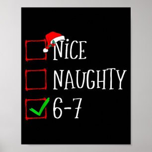 Funny Gen Alpha 6-7 Meme Nice Naughty 67 Christmas Poster