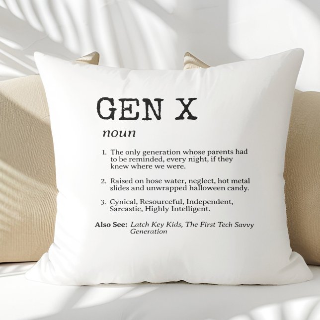 Funny Gen X Definition Black Typography Cushion (Creator Uploaded)
