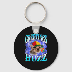 Funny Gen Z Gen Alpha Slang Cat Meme Greetings Huz Key Ring