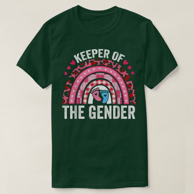 Funny Gender Reveal  Keeper Of The Gender Leopard  T-Shirt (Design Front)
