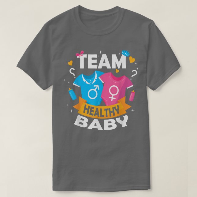 Funny Gender Reveal Of Team Healthy Baby Party Sup T-Shirt (Design Front)