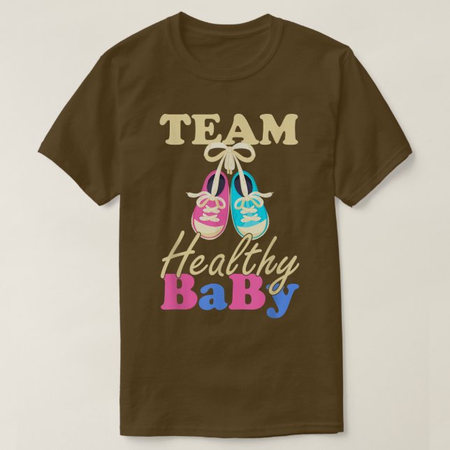 Funny gender reveal of team healthy baby party sup T-Shirt (Design Front)
