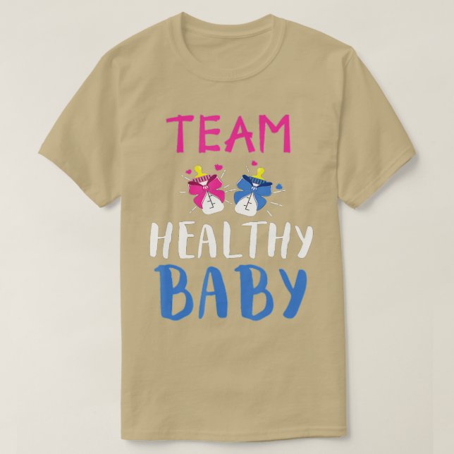 Funny Gender Reveal Of Team Healthy Baby Party Sup T-Shirt (Design Front)