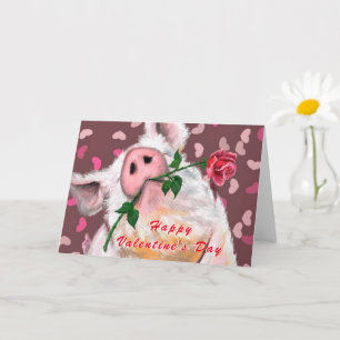 Funny Gentleman Pig Happy Valentine's Day Card