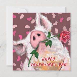 Funny Gentleman Pig Valentine's Day Card
