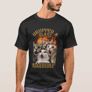 Funny GenZ Cat Meme Cat Dropped Glas Allegedly T-Shirt