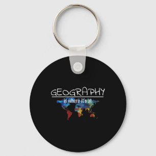 Funny Geography Teacher Earth Day Design Is Where Key Ring