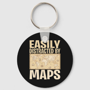Funny Geography Teacher - Easily Distracted By Map Key Ring