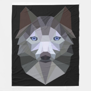 Funny Geometry Husky Face Gifts Lover Fleece Blanket