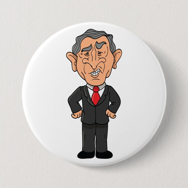Funny George W Bush Political Caricature 7.5 Cm Round Badge (Front)