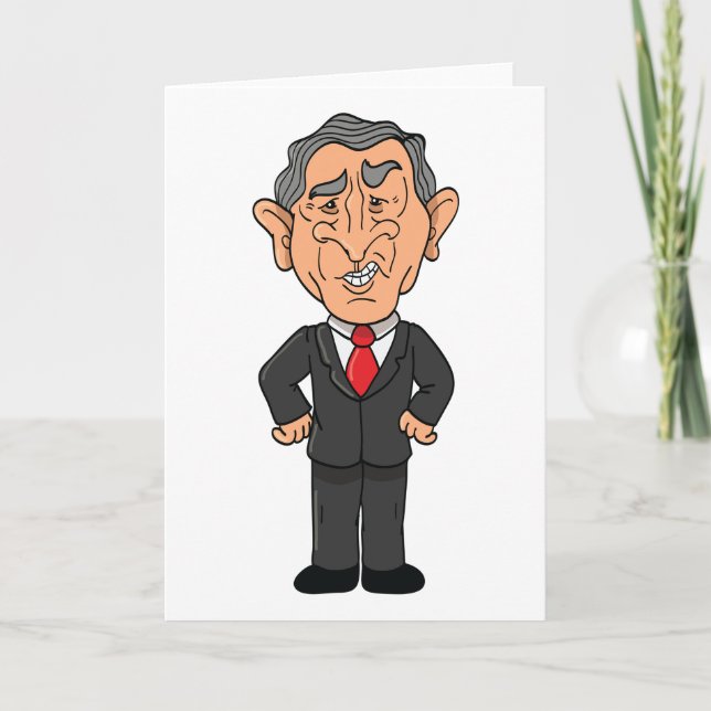 Funny George W Bush Political Caricature Card (Front)