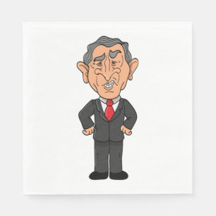 Funny George W Bush Political Caricature Napkin