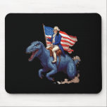 Funny George Washington Riding A Tyrannosaurus Rex Mouse Pad<br><div class="desc">Funny George Washington Riding A Tyrannosaurus Rex Patriotic</div>