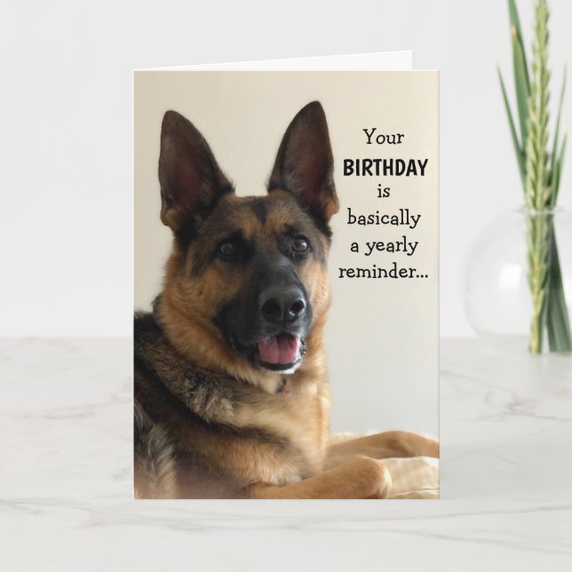 Funny German Shepherd Birthday Card (Front)