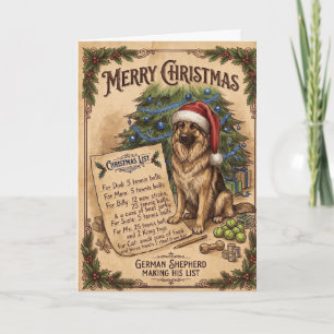 Funny German Shepherd Christmas Gift Wishlist Card