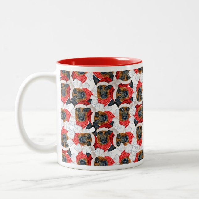 Funny German Shepherd Christmas Pattern Two-Tone Coffee Mug (Left)