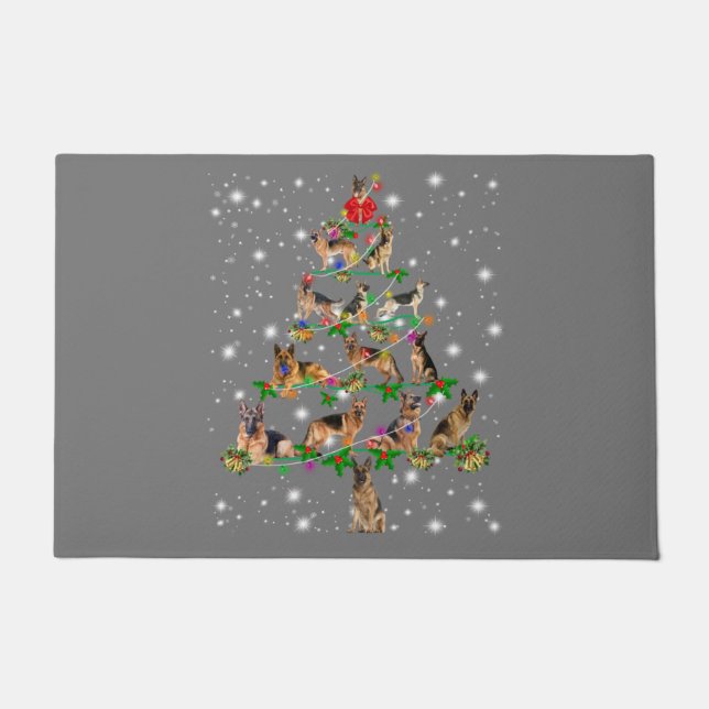 Funny German Shepherd Christmas Tree Decor Ornamen Doormat (Front)