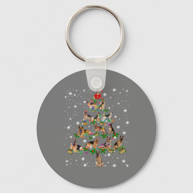 Funny German Shepherd Christmas Tree Decor Ornamen Key Ring (Front)