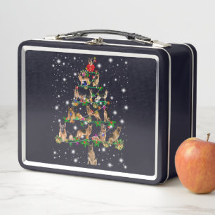 Funny German Shepherd Christmas Tree Decor Ornamen Metal Lunch Box