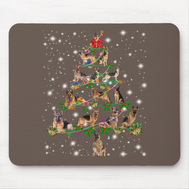 Funny German Shepherd Christmas Tree Decor Ornamen Mouse Pad (Front)