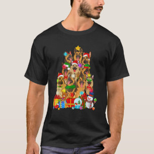 Funny German Shepherd Christmas Tree Lights Puppy T-Shirt