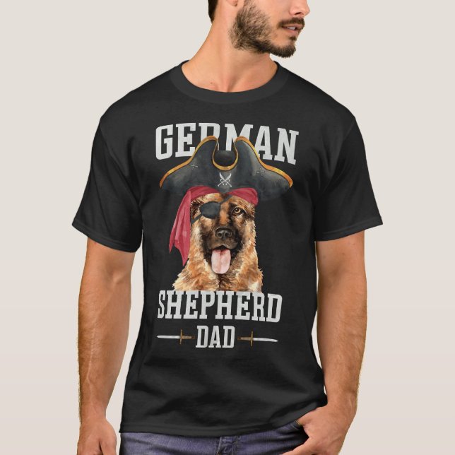 Funny German Shepherd Dog Dad Black German Shepher T-Shirt (Front)