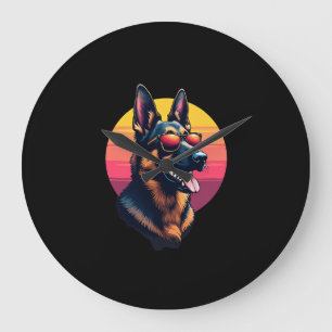 Funny German Shepherd Dog Design Art Costume Outfi Large Clock