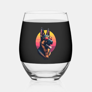 Funny German Shepherd Dog Design Art Costume Outfi Stemless Wine Glass