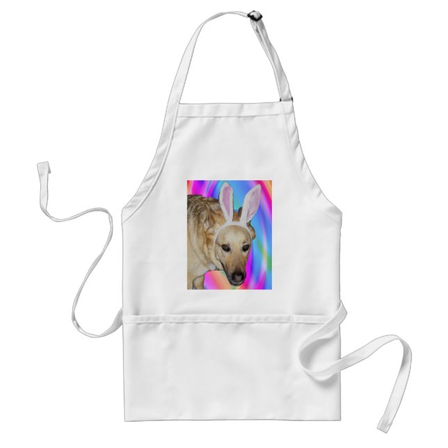Funny German Shepherd Dog & Easter Bunny Ears Standard Apron (Front)