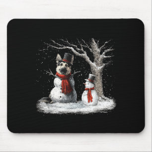 Funny German Shepherd Dog In The Snow Tree Christm Mouse Pad