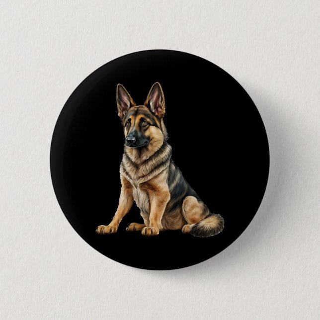 Funny German shepherd Dog Kawaii. 6 Cm Round Badge (Front)