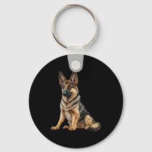 Funny German shepherd Dog Kawaii. Key Ring