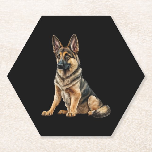 Funny German shepherd Dog Kawaii. Paper Coaster (Front)