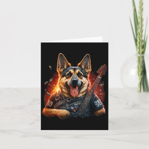 Funny German shepherd Dog Rock And Roll Guitar Card