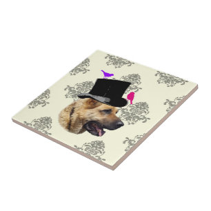 Funny German shepherd dog Tile