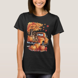 Funny German Shepherd Dog Truck Pumpkin Autumn Fal T-Shirt