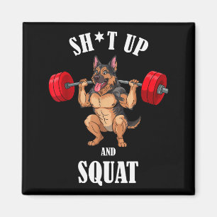 Funny German Shepherd Fitness Squating Workout Wei Magnet