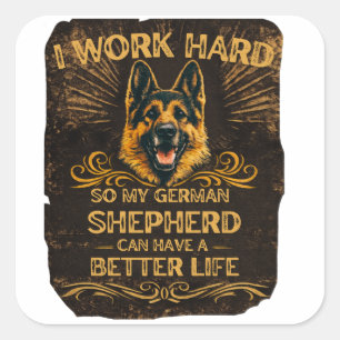 Funny German Shepherd GSD Dog Lover Square Sticker