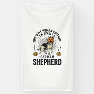 Funny German Shepherd Halloween Costume Dog Design Banner