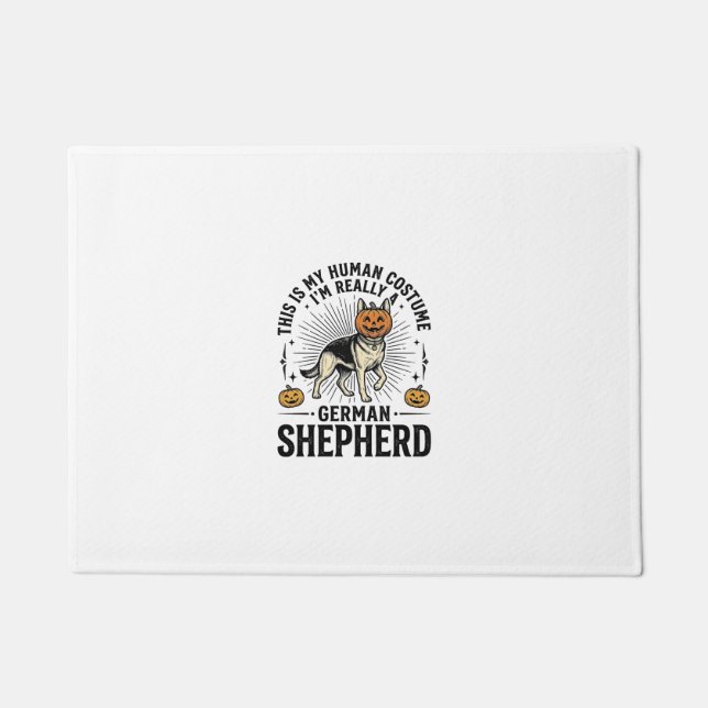 Funny German Shepherd Halloween Costume Dog Design Doormat (Front)
